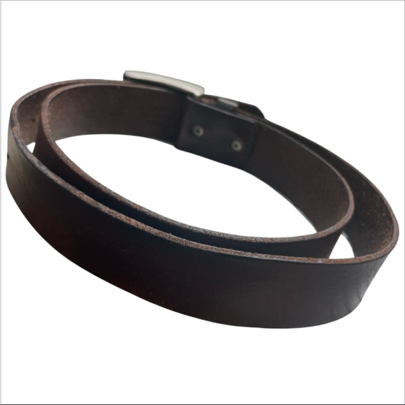 American Eagle Outfitters Y2K Brown genuine Leather buckle Belt men’s size 38 - Picture 2 of 4